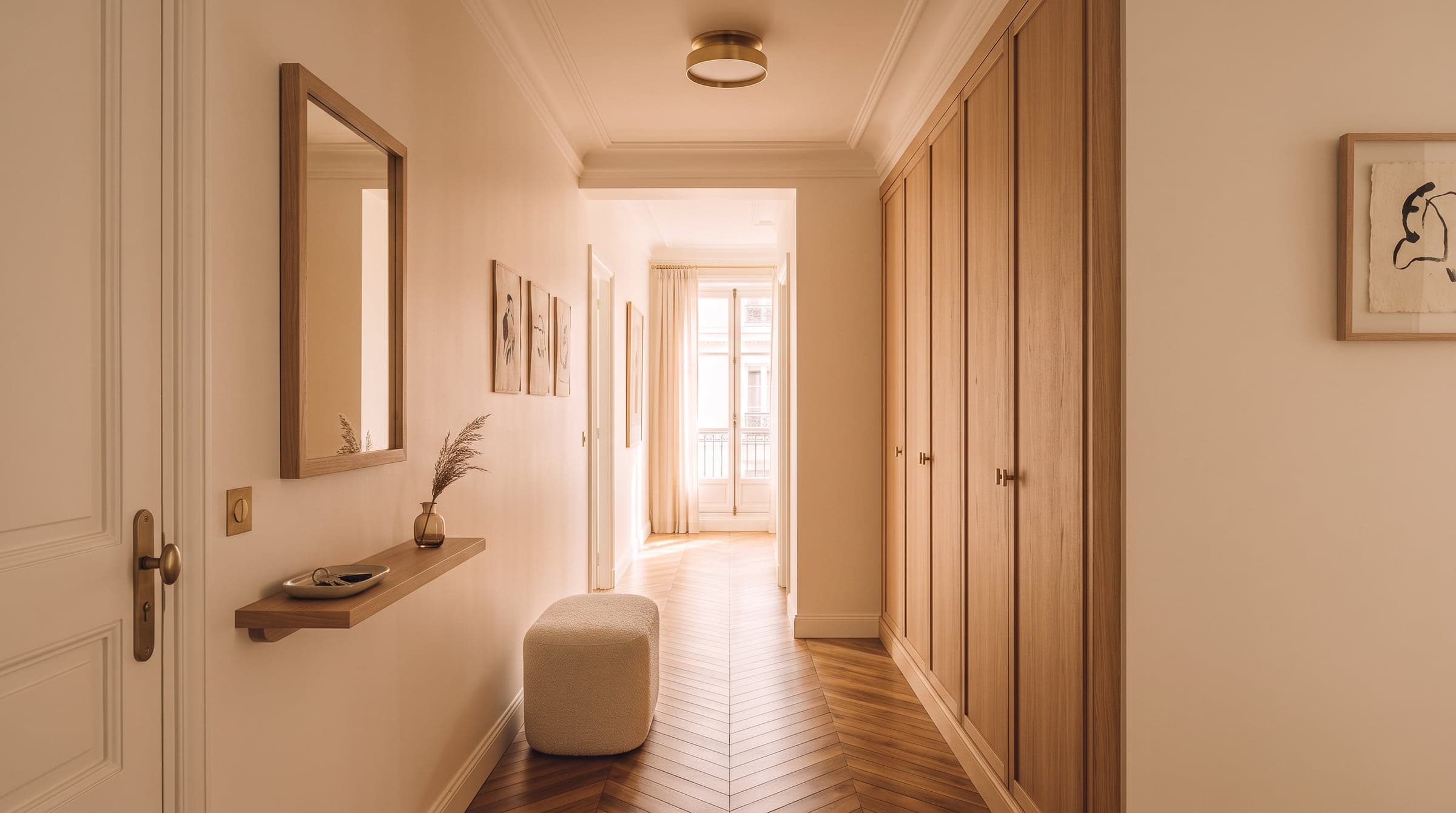 Custom entryway storage for narrow apartment entrances