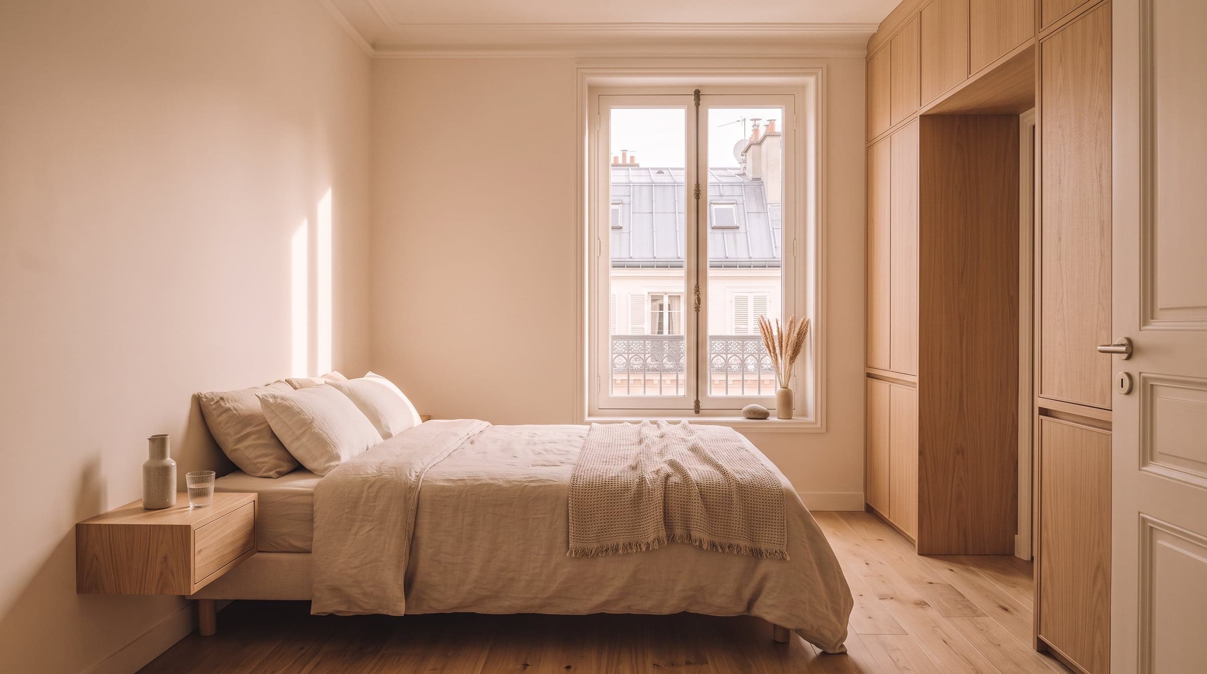 Small bedroom layout: the bed decides the room